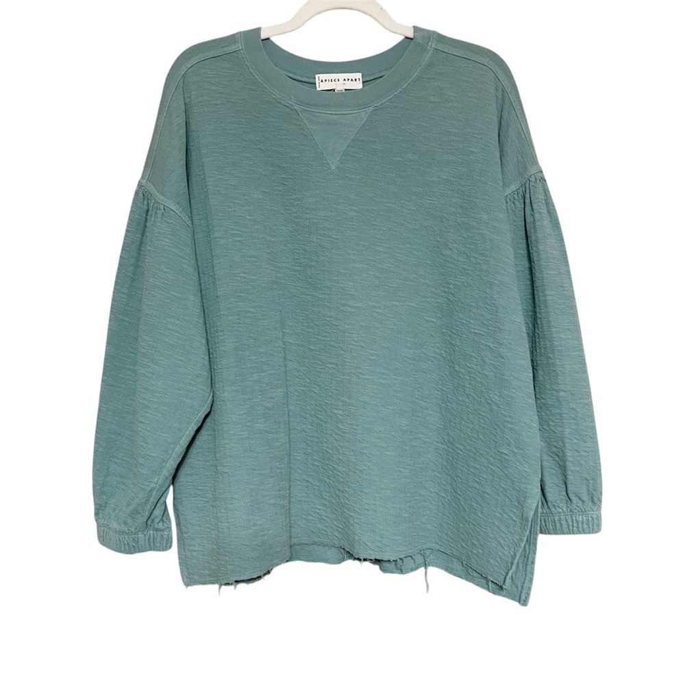 Apiece Apart Womens Small Delle Sweatshirt Blue Agave Pullover Crewneck Organic